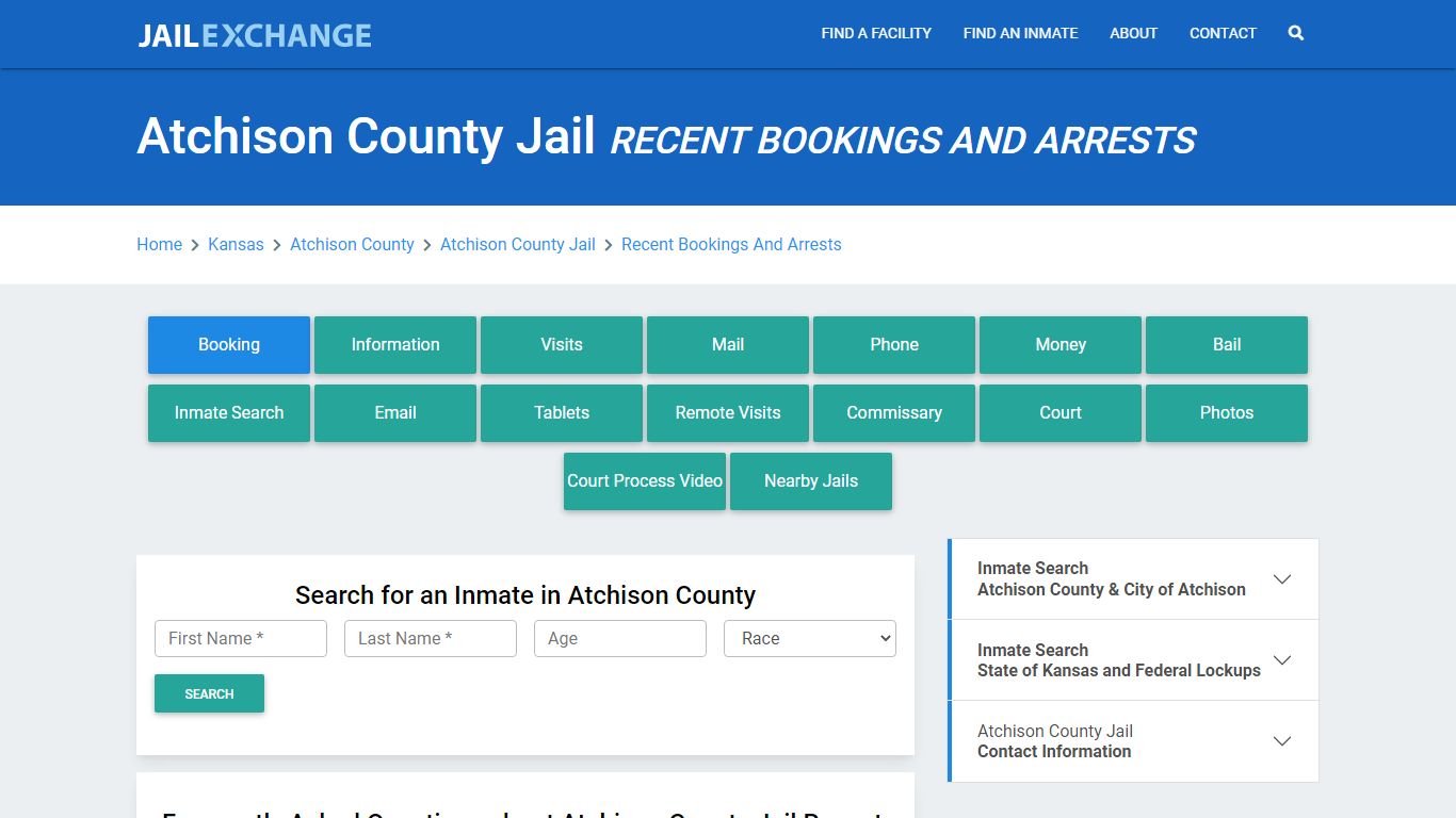 Atchison County Jail KS Recent Arrests and Bookings